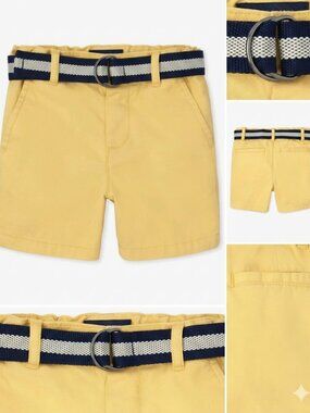 The Children’s Place Boys Chino Shorts Bottoms Belted - Yellow Size: 3T